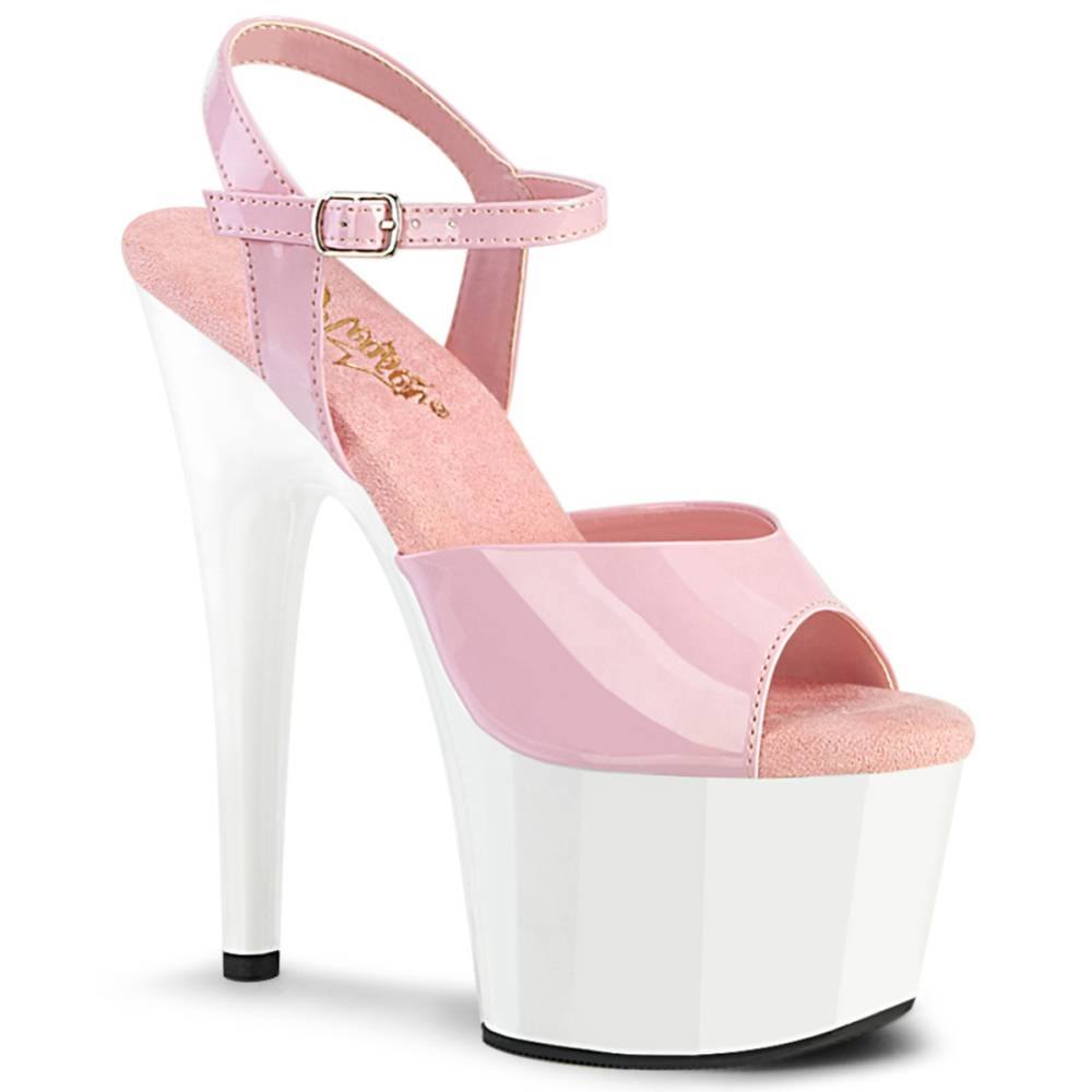 Pleaser - ADORE709 Sandale à bride à la cheville, Pole dance chaussures - Rose/Blanc Product image